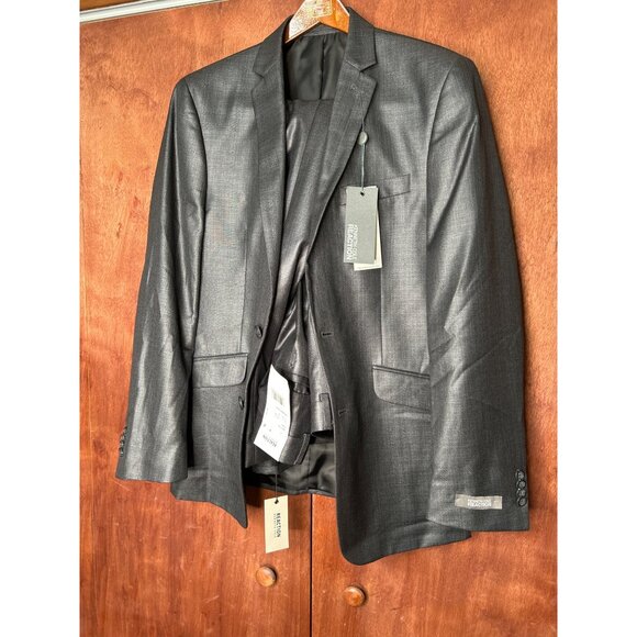 NWT Kenneth Cole Reaction Grey Slim Fit 2-Piece Suit 40R W34 L34 Mens Formal Wea - Picture 9 of 13
